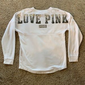 VS PINK Long sleeve Ombré Sequin crew neck